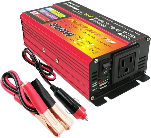 500W Car Power Inverter 12V/24V DC to 110V AC Converter with 1 AC Outlets & USB Port - Heavy-Duty Aluminum Alloy Compact Size for laptop RV Truck Camping- Overheat/Overload/Short Circuit Protection in Saudi Arabia