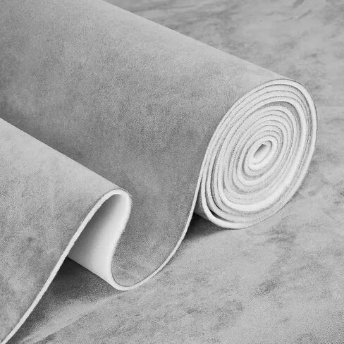 Hiksuky Suede Auto Headliner Fabric 96" L × 58" W with Foam Backing - Gray Interior Replacement Material for Car/Truck/SUV/RV Roof, Tube Packaging - Home Repair/DIY Headliner Material in Saudi Arabia