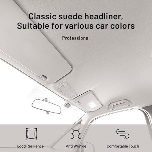Hiksuky Suede Auto Headliner Fabric 96" L × 58" W with Foam Backing - Gray Interior Replacement Material for Car/Truck/SUV/RV Roof, Tube Packaging - Home Repair/DIY Headliner Material in Saudi Arabia