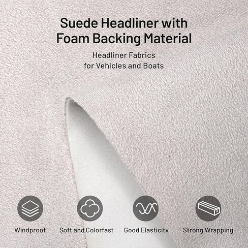 Hiksuky Suede Auto Headliner Fabric 96" L × 58" W with Foam Backing - Gray Interior Replacement Material for Car/Truck/SUV/RV Roof, Tube Packaging - Home Repair/DIY Headliner Material in Saudi Arabia