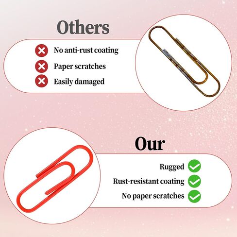 200 Pcs Red Paper Clips, 1.1 Inch Vinyl Coated Stainless Steel Binder Clips, for Office, School, Home & Document Organizing (Box Pack) in Saudi Arabia