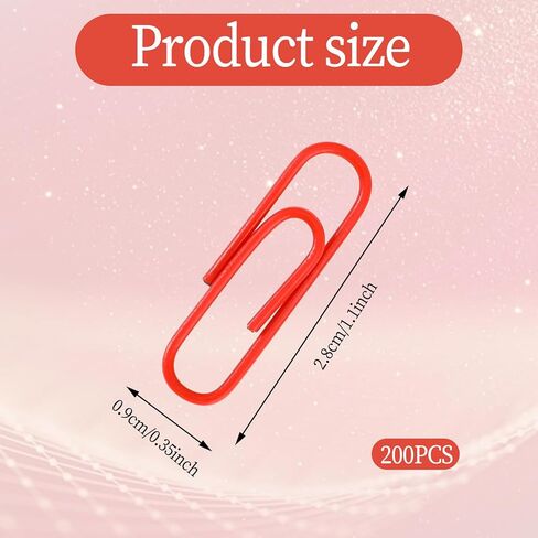 200 Pcs Red Paper Clips, 1.1 Inch Vinyl Coated Stainless Steel Binder Clips, for Office, School, Home & Document Organizing (Box Pack) in Saudi Arabia