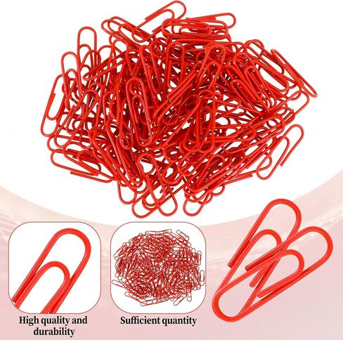 200 Pcs Red Paper Clips, 1.1 Inch Vinyl Coated Stainless Steel Binder Clips, for Office, School, Home & Document Organizing (Box Pack) in Saudi Arabia