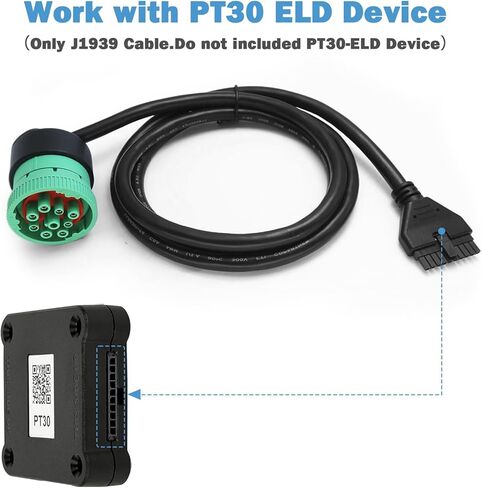 J1939 9 Pin Green to 10 Pin Adapter Cable for PT30 ELD Devices - Heavy Duty Truck Diagnostic Connector for Freightliner Kenworth Peterbilt Westernstar Volvo, SAE J1939 Type 2 ELD Cable in Saudi Arabia