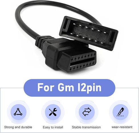 1 قطعة موصل الماسح الضوئي obd1، كابل محول obd1 إلى obd2 gm، أداة تمديد تشخيصية من 12 إلى 16 سنًا، متوافقة مع مركبات جنرال موتورز (أسود) in Kuwait