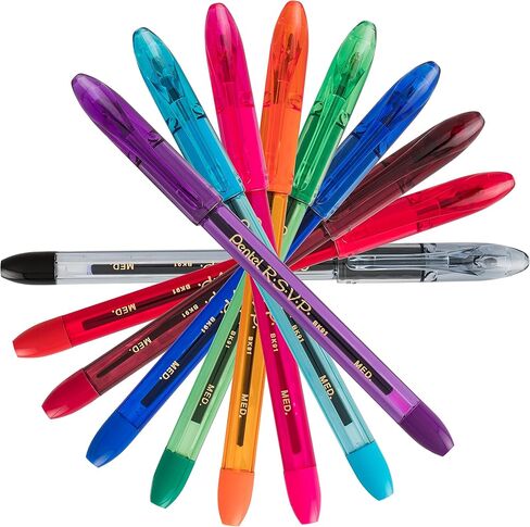 Pentel R.S.V.P. Ballpoint Pen, Medium Point, Assorted Ink Colors, 8 Pack (BK91CRBP8M) in Kuwait
