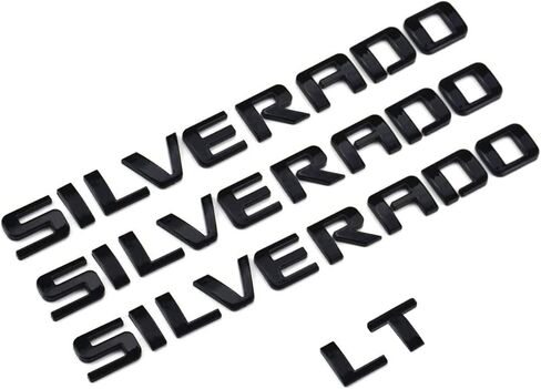 3D Raised Tailgate Insert Letters Rear Badge Emblems, 3M Adhesive Nameplate Decals Replacement for Truck Decoration Letter Emblem Replacement for Silverado Lt 1500 2500Hd 3500Hd (Matte Black) in Saudi Arabia
