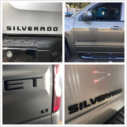 3D Raised Tailgate Insert Letters Rear Badge Emblems, 3M Adhesive Nameplate Decals Replacement for Truck Decoration Letter Emblem Replacement for Silverado Lt 1500 2500Hd 3500Hd (Matte Black) in Saudi Arabia