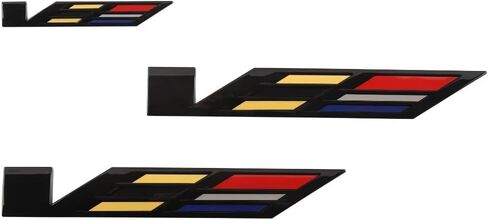 3Pcs New V Car Emblems Door Liftgate Badge V Logo Compatible with 2025 Escalade V-Series 85079675 (Black/Yellow/Red) in Saudi Arabia
