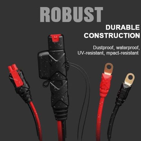 1FT SAE Cable for NO-CO Genius Chargers - Heavy Duty 14AWG Adapter with 20A Fuse & Waterproof Plugs, Quick-Connect Charging Solution for Motorcycle, ATV, UTV & Car (SAE to Battery Terminal) in Kuwait