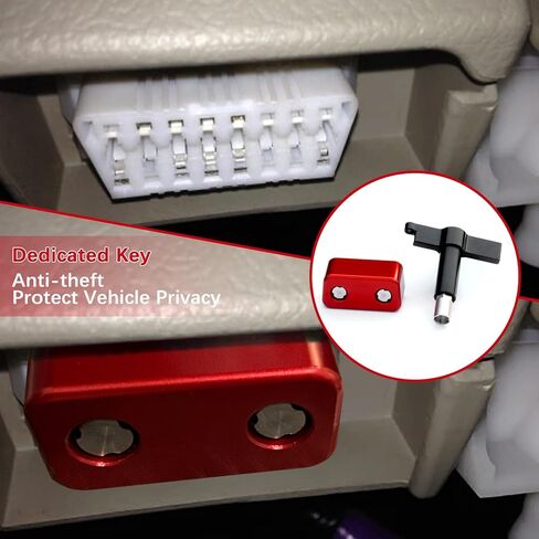 OBD II Port Lock,Aluminum Anti Theft OBD2 Lock, Car Diagnostic Port Protector, OBD2 Locking Device Compatible with Vehicles Manufactured in 1996 and Later (Red) in Kuwait