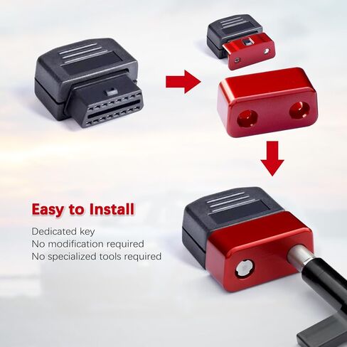 OBD II Port Lock,Aluminum Anti Theft OBD2 Lock, Car Diagnostic Port Protector, OBD2 Locking Device Compatible with Vehicles Manufactured in 1996 and Later (Red) in Kuwait
