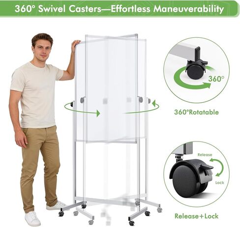 Rolling Whiteboard on Wheels, 32x48 Inches Double-Sided Magnetic Dry Erase Board with Stand, Height Adjustable Mobile White Board Easel for Classroom Home Office in Saudi Arabia
