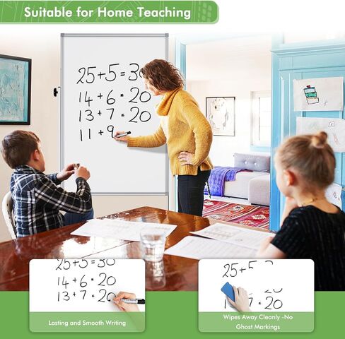 Rolling Whiteboard on Wheels, 32x48 Inches Double-Sided Magnetic Dry Erase Board with Stand, Height Adjustable Mobile White Board Easel for Classroom Home Office in Saudi Arabia