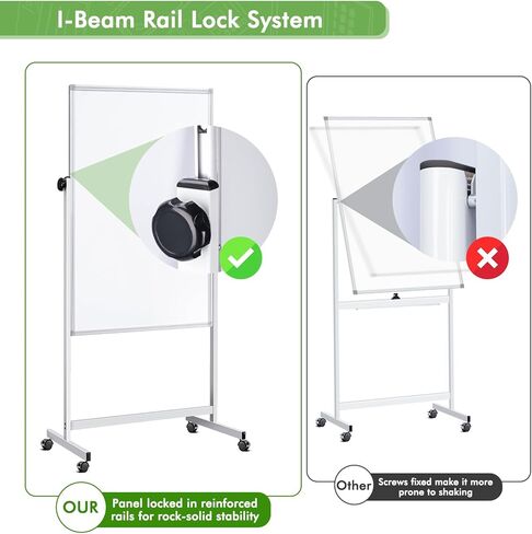 Rolling Whiteboard on Wheels, 32x48 Inches Double-Sided Magnetic Dry Erase Board with Stand, Height Adjustable Mobile White Board Easel for Classroom Home Office in Saudi Arabia