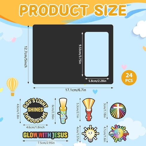 Unittype 24 Sets Vbs 2026 Magnetic Foam Picture Frames Illumination Theme DIY Photo Frames Jesus Lights Christian Crafts Kit for Bible Sunday Activities, 6 3/4" x 5" with a 2" x 3 3/4" Photo Space in Saudi Arabia
