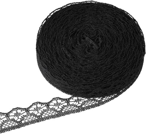 40 Yards Lace Ribbon, 0.6 Inch Black Lace Trim for Sewing, Flower Lace Trim Ribbon Roll for Sewing Gift Wrapping DIY Crafts Wedding Decoration Flower Bouquet in Kuwait