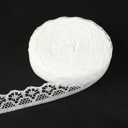 40 Yards Lace Ribbon, 0.6 Inch Black Lace Trim for Sewing, Flower Lace Trim Ribbon Roll for Sewing Gift Wrapping DIY Crafts Wedding Decoration Flower Bouquet in Kuwait