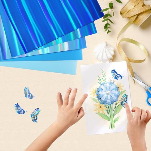 حزمة بطاقات معدنية ثلاثية الأبعاد من السلسلة الزرقاء 30 ورقة (8.27 بوصة × 11.57 بوصة)، 250 جرام في المتر المربع، 6 تصميمات زرقاء، مناسبة للفنون والحرف اليدوية، البطاقات اليدوية، ديكورات الحفلات، مستلزمات سجل القصاصات in Kuwait