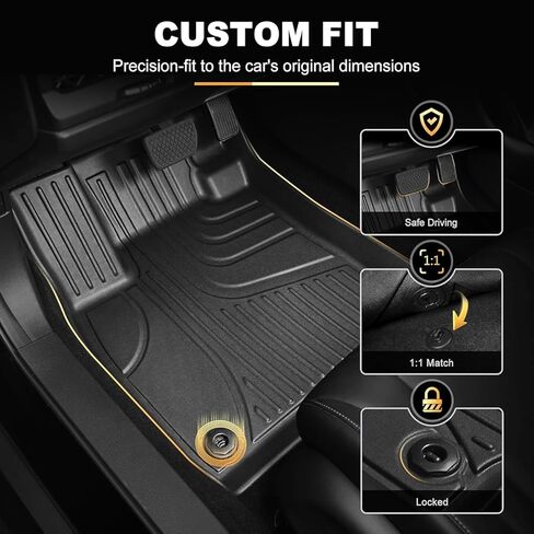 سجادات الأرضية وبطانة الحمولة المناسبة لجميع الأحوال الجوية لسيارة Honda Accord Sedan 2018-2022 تتضمن بطانات أرضية هجينة ومخصصة وبساط الحمولة، مجموعة كاملة من الصف الأول الثاني وحصيرة صندوق السيارة باللون الأسود in Kuwait