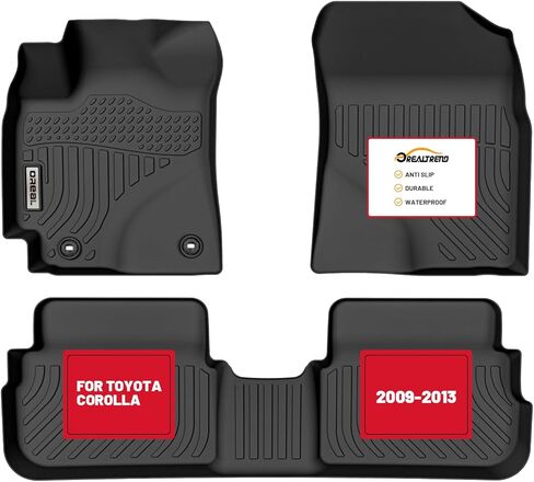 orealtrend Car Floor Mats Compatible with Toyota Corolla 2009-2013 Heavy Duty All Weather Liners Spill Proof Black Front Rear Carpet Custom Fitted Odorless Anti Slip Full Set Accessories for Men Dad in Saudi Arabia