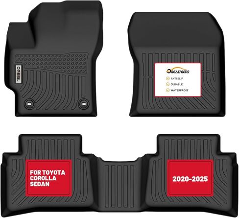 orealtrend Car Floor Mats Compatible with Toyota Corolla 2009-2013 Heavy Duty All Weather Liners Spill Proof Black Front Rear Carpet Custom Fitted Odorless Anti Slip Full Set Accessories for Men Dad in Saudi Arabia