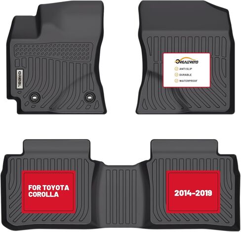 orealtrend Car Floor Mats Compatible with Toyota Corolla 2009-2013 Heavy Duty All Weather Liners Spill Proof Black Front Rear Carpet Custom Fitted Odorless Anti Slip Full Set Accessories for Men Dad in Saudi Arabia