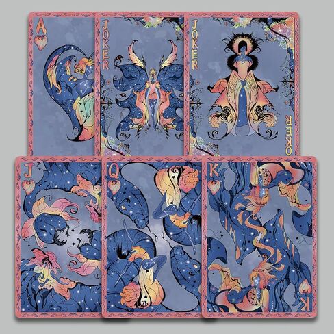 Starry Sky Butterfly Theme Poker Cards, 54 Non Repeating Exquisite Illustrations Playing Cards, Double-Sided Anti Slip Pattern Design, Collection Level Poker, Suitable for Family Games. in Saudi Arabia