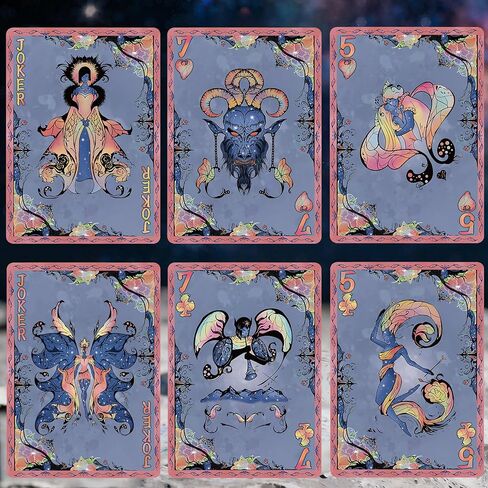 Starry Sky Butterfly Theme Poker Cards, 54 Non Repeating Exquisite Illustrations Playing Cards, Double-Sided Anti Slip Pattern Design, Collection Level Poker, Suitable for Family Games. in Saudi Arabia