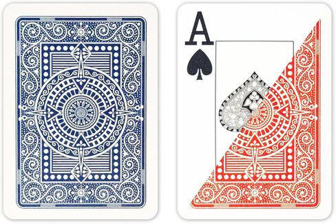Modiano Texas Hold'em Poker Playing Cards, 100% Plastic, Jumbo (Large) Index, Blue & Red, 2-Deck Set, Made in Italy in Saudi Arabia
