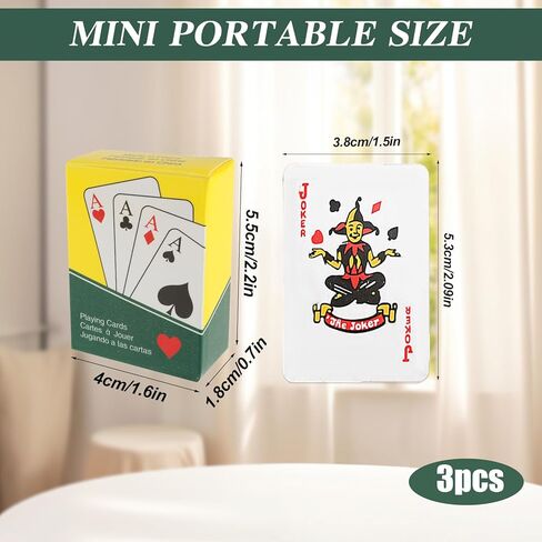 Yolev 3 Pack Mini Deck of Cards Travel Mini Playing Cards Game Novelty Miniature Poker Card Novelty Smal Playing Card for Adults Party Favor Halloween Christmas Game Nights in Saudi Arabia