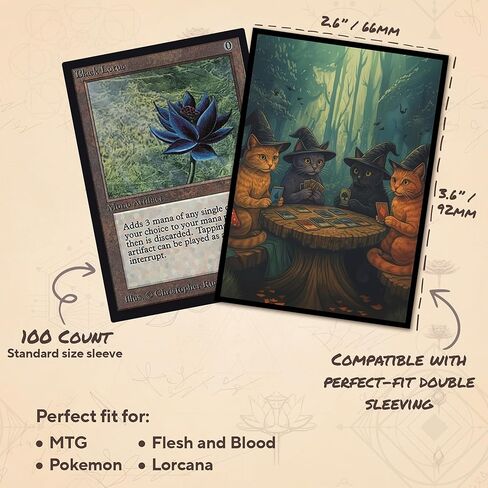Cat - Meowgic The Gathering 1 MTG Card Sleeves (Smooth) - 104 Count Standard Size TCG Sleeves - Compatible with Magic The Gathering - Double Sleeving - Original Art Design in Kuwait