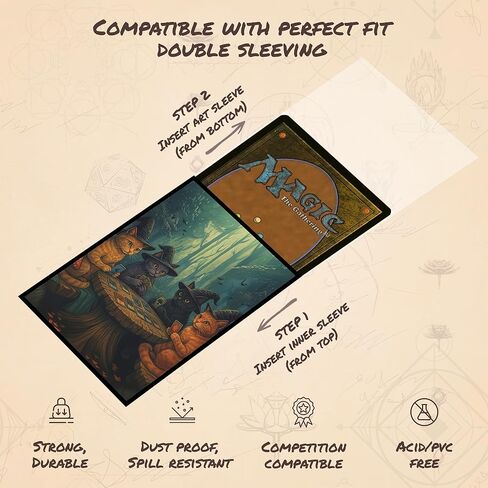 Cat - Meowgic The Gathering 1 MTG Card Sleeves (Smooth) - 104 Count Standard Size TCG Sleeves - Compatible with Magic The Gathering - Double Sleeving - Original Art Design in Kuwait