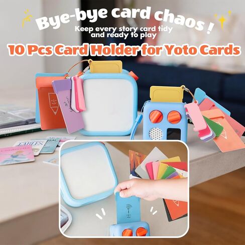 10 Pcs Reusable Plastic Audio Card Holders with Stainless Steel Ring, Portable Storage Sleeves Compatible with Yoto Mini, Player, and Audio Cards, Kids Travel Carrier Organizer Case in Saudi Arabia