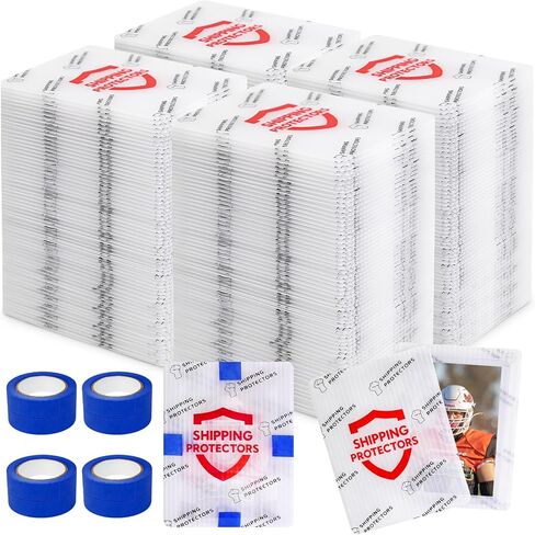 510-Pack Trading Card Shipping Protectors 3.5'' x 4.5'' with 4 Rolls of Tape, Heavy Duty Corrugated Sheet for Safe Shipping, Precut Card Mailers for Sports, MTG, and Collectible Cards (White) in Saudi Arabia