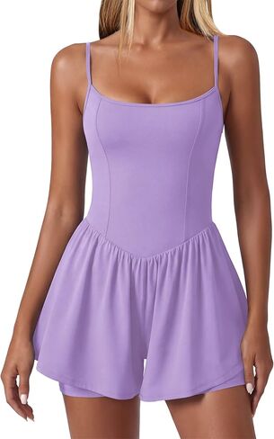 Ekouaer Womens Summer Sleeveless Workout Rompers Athletic Jumpsuit Double Lined Shorts One Piece Gym Yoga Clothes XS-XL in Saudi Arabia