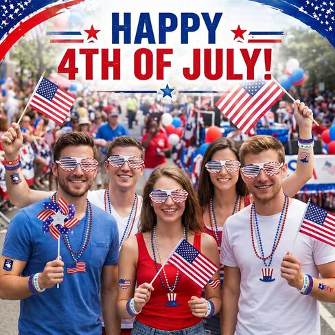 4th of July Party Favors, 188Pcs Bulk Patriotic Party Favors Supplies Set, Independence Day Decorations for Kids & Adult Celebrations, Party, Classroom Prizes & American Themed Decorations in Saudi Arabia
