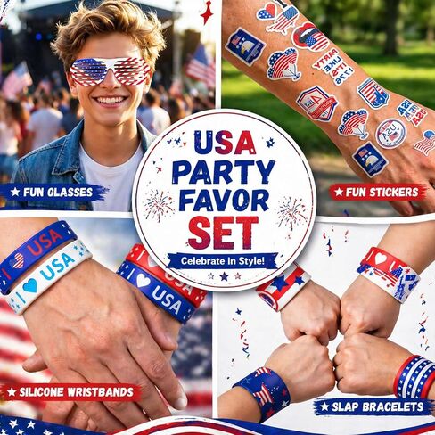 4th of July Party Favors, 188Pcs Bulk Patriotic Party Favors Supplies Set, Independence Day Decorations for Kids & Adult Celebrations, Party, Classroom Prizes & American Themed Decorations in Saudi Arabia