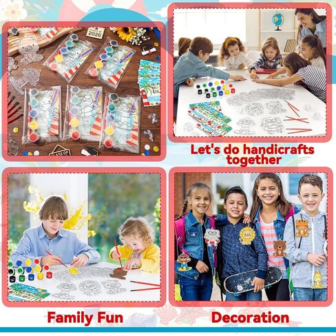 Kathfly 24 مجموعة / 146 قطعة من هدايا نهاية العام من المعلم مجموعة أدوات Suncatchers Craft Kit لإنشاء فن طلاء النوافذ الخاص بك، مجموعة أدوات فنية خاصة بحيوانات SunCatchers لتبادل حفلات التخرج المدرسية in Kuwait