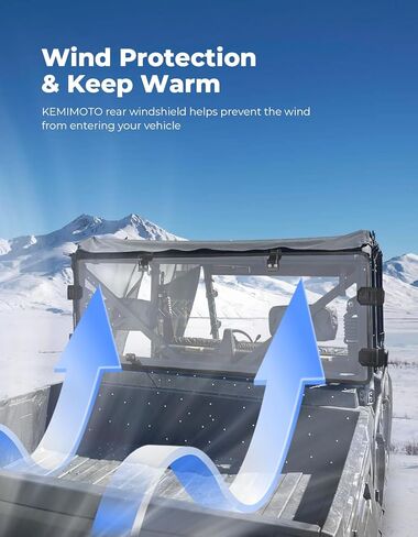 KEMIMOTO Upgraded Rear Clear Windshield with Sliding Vents Compatible with 2020-2026 Tracker 800SX & 800SX Crew Dust-Proof Back Windscreen Waterproof Windows in Kuwait