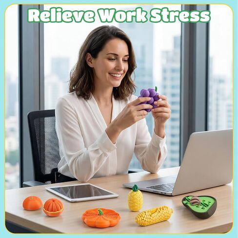6PCS 3D Printed Fruit Fidget Toys Set, Sensory Fidget Toys for Anxiety Stress Relief, Desk Fidget Set for Adults Kids ADHD Autism, Classroom Party Favors Gifts in Saudi Arabia