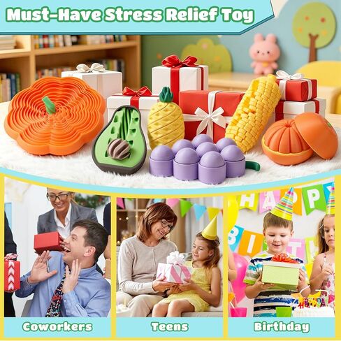 6PCS 3D Printed Fruit Fidget Toys Set, Sensory Fidget Toys for Anxiety Stress Relief, Desk Fidget Set for Adults Kids ADHD Autism, Classroom Party Favors Gifts in Saudi Arabia