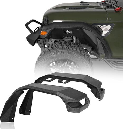 Hooke Road Gladiator 11.2 بوصة مشاعل أمامية عريضة لـ 2018-2026 Jeep Wrangler JL & Gladiator JT 2 أو 4 أبواب، 2 قطعة مصدات باستخدام مصابيح إشارة الانعطاف في المصنع in Kuwait