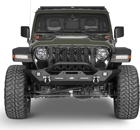 Hooke Road Gladiator 11.2 بوصة مشاعل أمامية عريضة لـ 2018-2026 Jeep Wrangler JL & Gladiator JT 2 أو 4 أبواب، 2 قطعة مصدات باستخدام مصابيح إشارة الانعطاف في المصنع in Kuwait