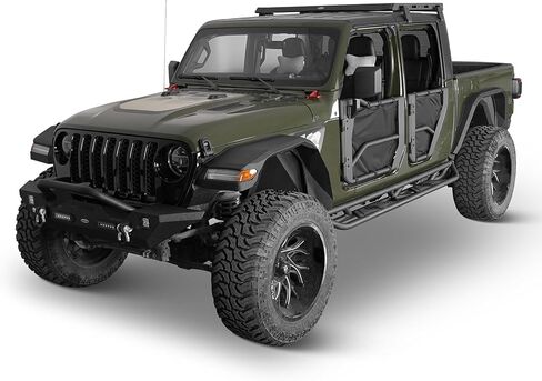 Hooke Road Gladiator 11.2 بوصة مشاعل أمامية عريضة لـ 2018-2026 Jeep Wrangler JL & Gladiator JT 2 أو 4 أبواب، 2 قطعة مصدات باستخدام مصابيح إشارة الانعطاف في المصنع in Kuwait