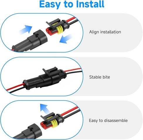 6 Pack 2 Pin Connector Waterproof, 16 AWG 2 Wire Connectors, Automotive Electrical Connectors Male and Female Way with for Car Truck Boat Wire Connection in Saudi Arabia