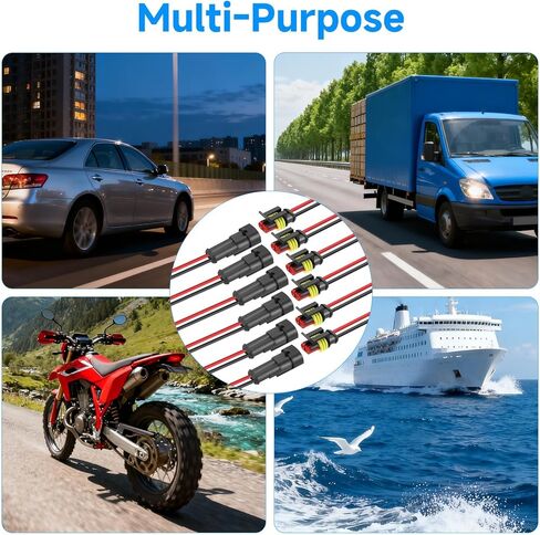 6 Pack 2 Pin Connector Waterproof, 16 AWG 2 Wire Connectors, Automotive Electrical Connectors Male and Female Way with for Car Truck Boat Wire Connection in Saudi Arabia