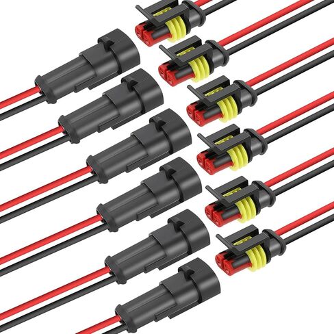 6 Pack 2 Pin Connector Waterproof, 16 AWG 2 Wire Connectors, Automotive Electrical Connectors Male and Female Way with for Car Truck Boat Wire Connection in Saudi Arabia