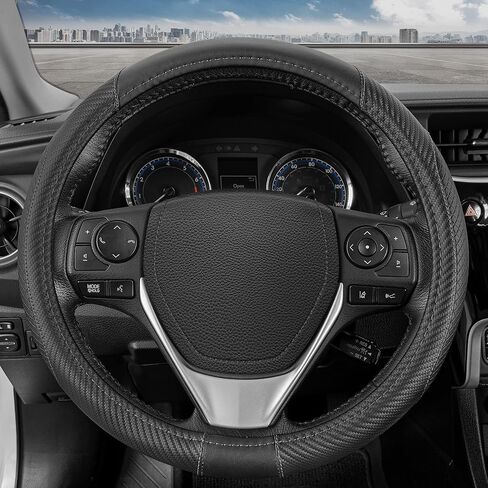 BDK GripTech Plush Fuzzy Steering Wheel Cover for Car Truck Van SUV, Standard 15 inch Size, Soft Black Fluffy Exterior, Comfortable Ergonomic Car Steering Wheel Cover in Saudi Arabia