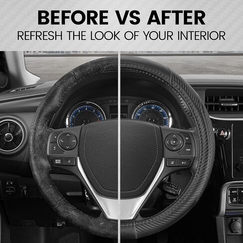 BDK GripTech Plush Fuzzy Steering Wheel Cover for Car Truck Van SUV, Standard 15 inch Size, Soft Black Fluffy Exterior, Comfortable Ergonomic Car Steering Wheel Cover in Saudi Arabia